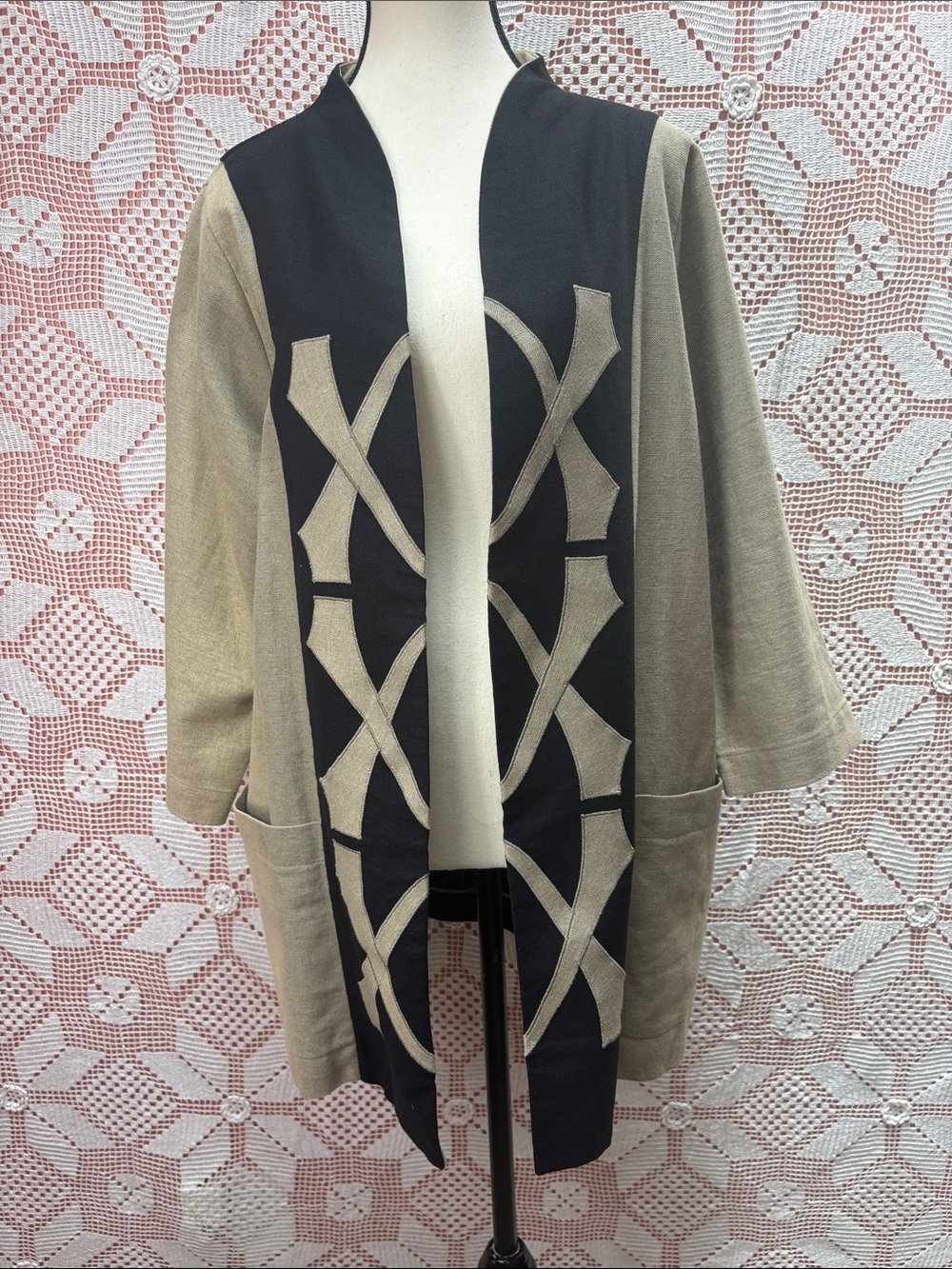 Heather Hansen Designs Pender Island BC Linen Blend Open Jacket Cardigan Sz M/Lg